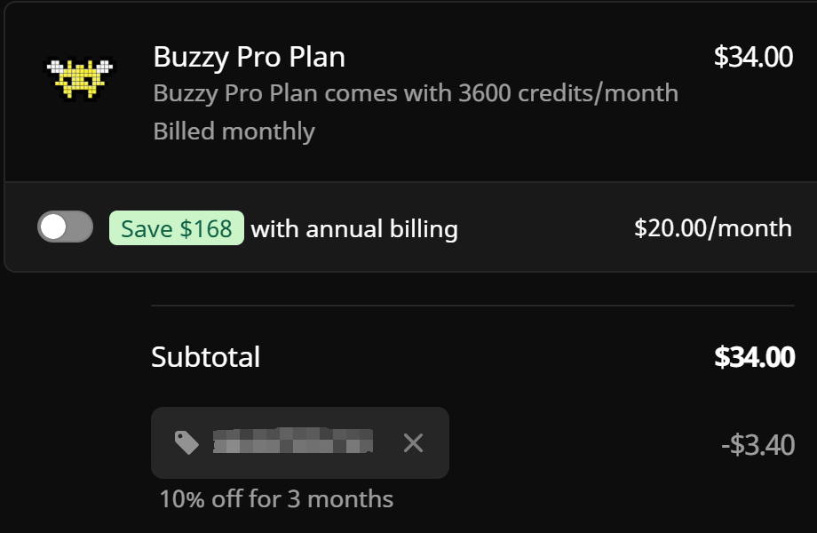 Buzzy AI 10% Discount Code Verification