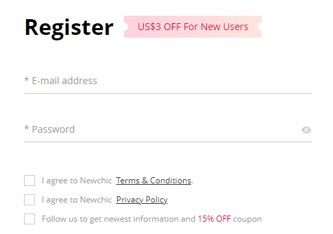 Newchic 15% Off Sign Up Promo