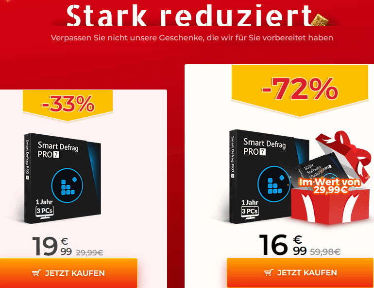 Bis zu 72% Rabatt auf Smart Defrag Pro