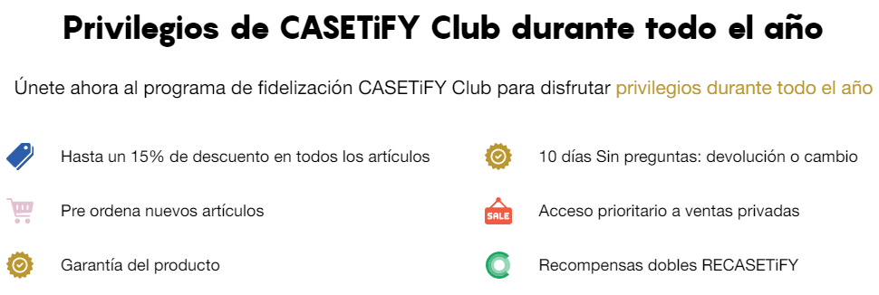 Privilegios de CASETiFY Club