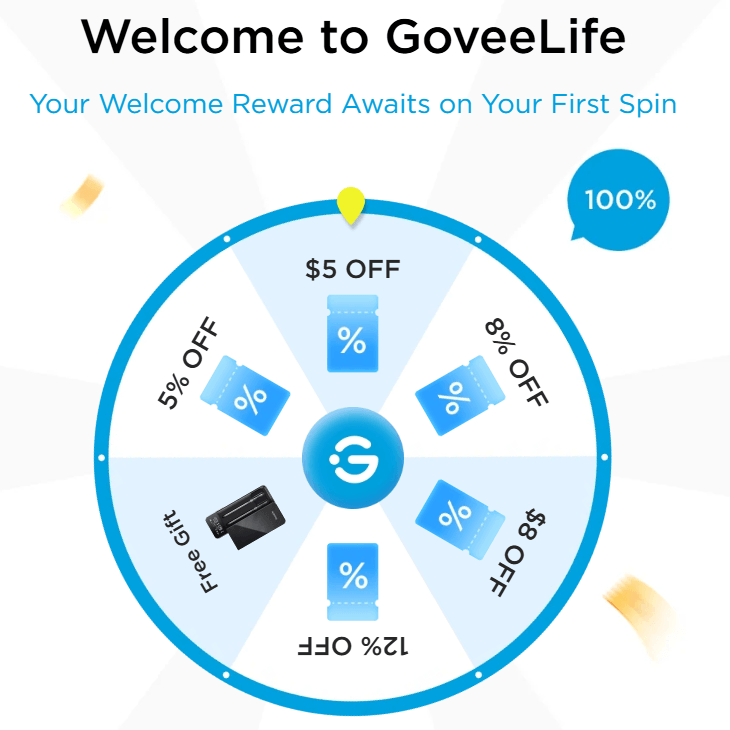 GoveeLife welcome reward spin wheel for new customers GoveeLife welcome reward spin wheel for new customers