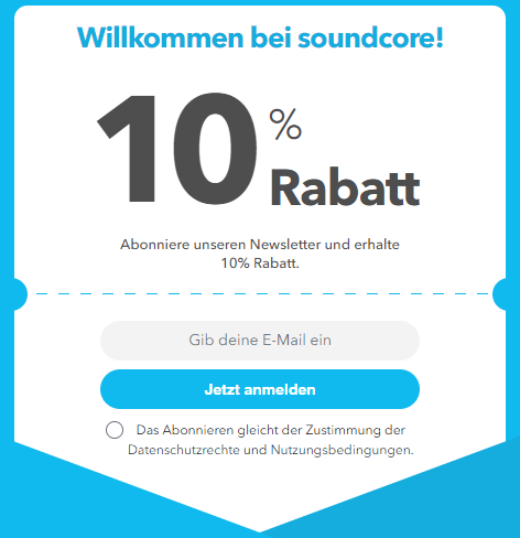 10% Rabatt beim Abonnieren des Soundcore Newsletter