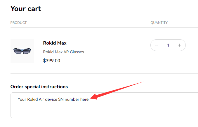 Include Your Rokid Air Device SN Number